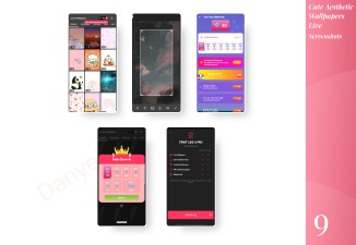 Cute Wallpapers screenshots arranged in the Figma portfolio board