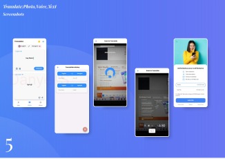 Translate Photo Voice Text screenshots arranged in the Figma portfolio board