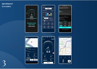 Speedometer GPS HUD Odometer screenshots arranged in the Figma portfolio board